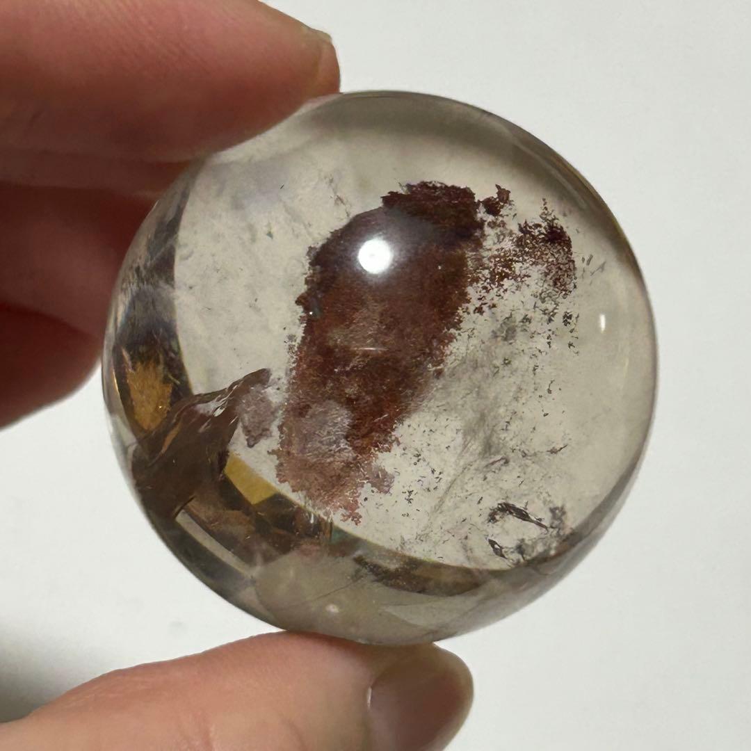透明感　ライトスモーキー　ガーデンクォーツ　赤ピンク　直径4cm 重さ88g
