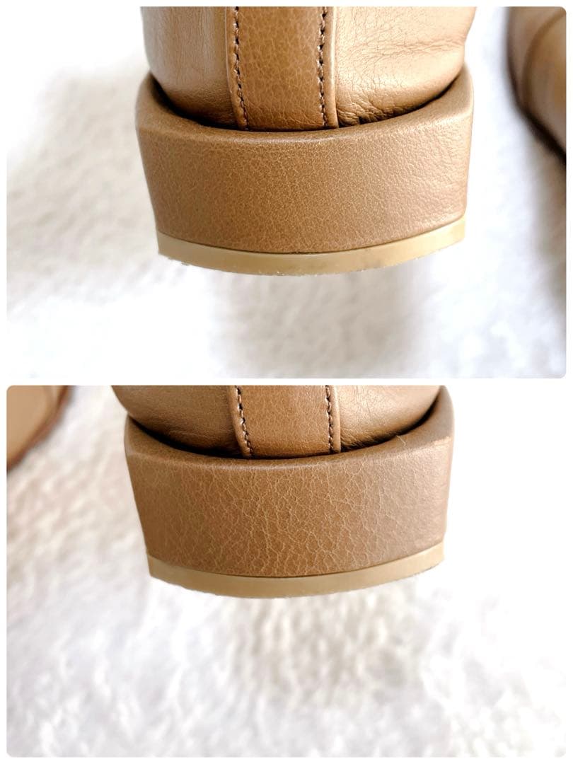 【美品】ルタロン　グリーズ　レザースクエアクロスシームアンクルフ　パンプス