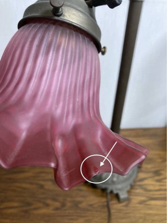 アンティーク☆磨りガラスシェード テーブルランプ＊欠けあり