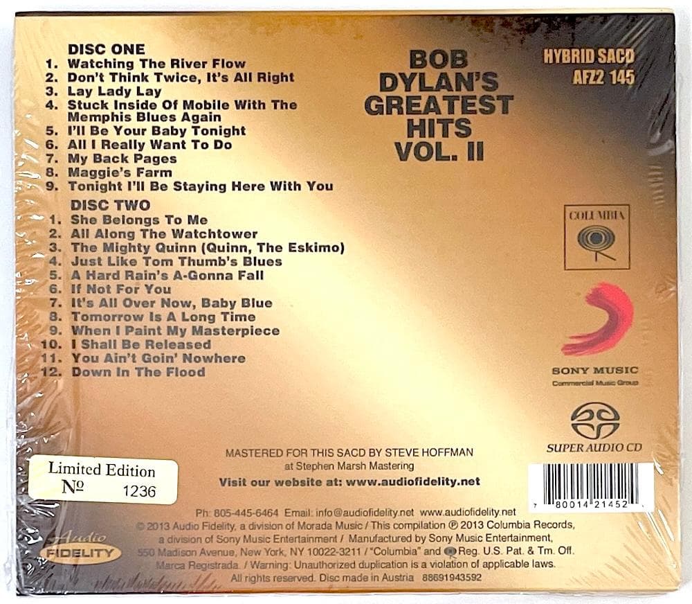 廃盤 SACD BOB DYLAN'S GREATEST HITS VOL.II