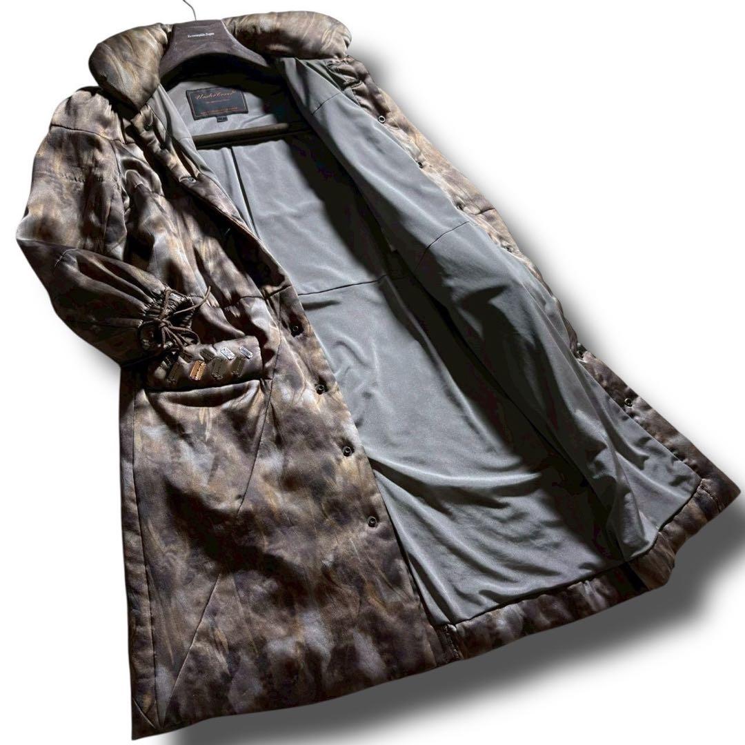 極美品 アンダーカバー 07AW シルク カミソリ装飾 中綿 ロングコート 1