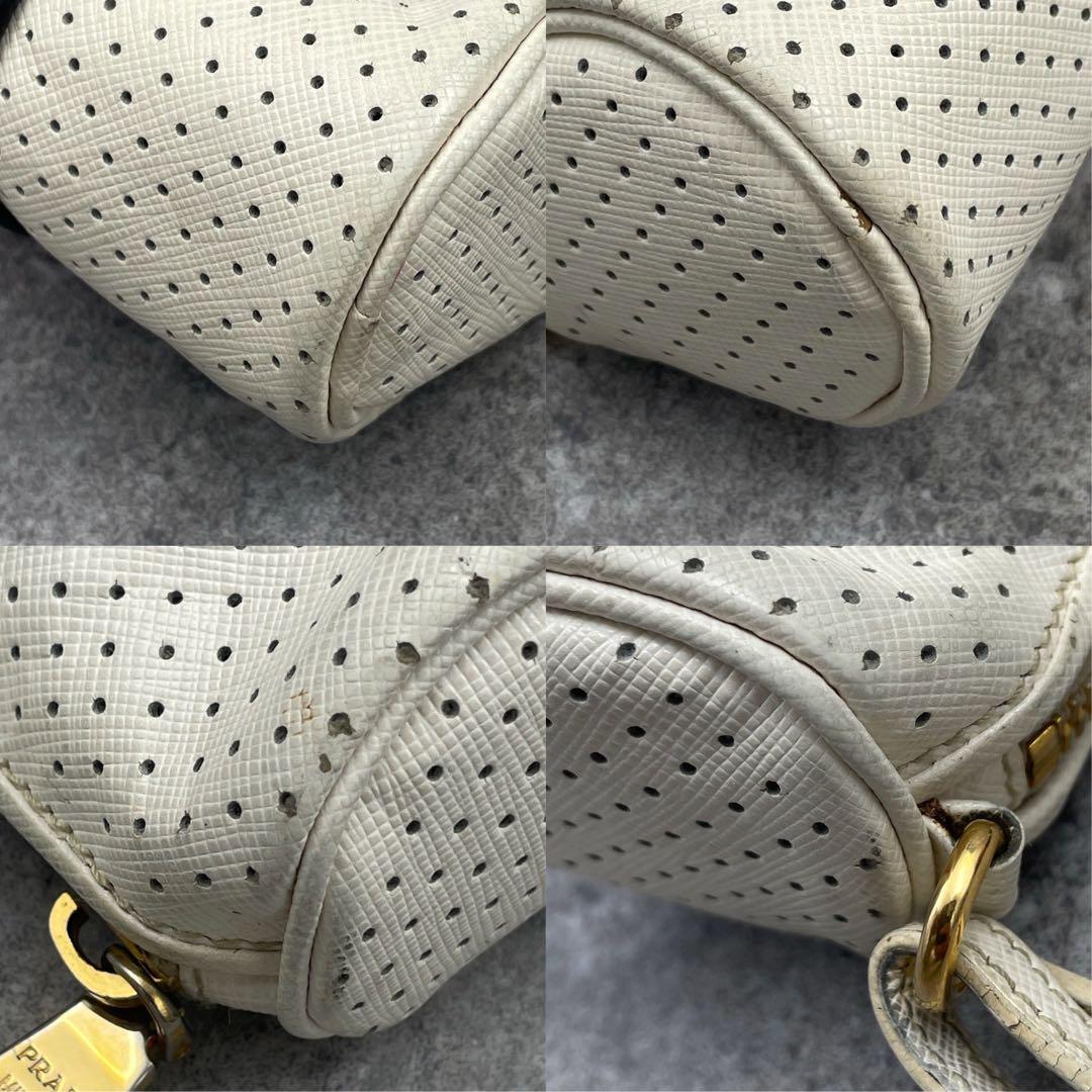 【微美品】PRADA プラダ　レザー　ポーチ　バイカラー　三角ロゴ
