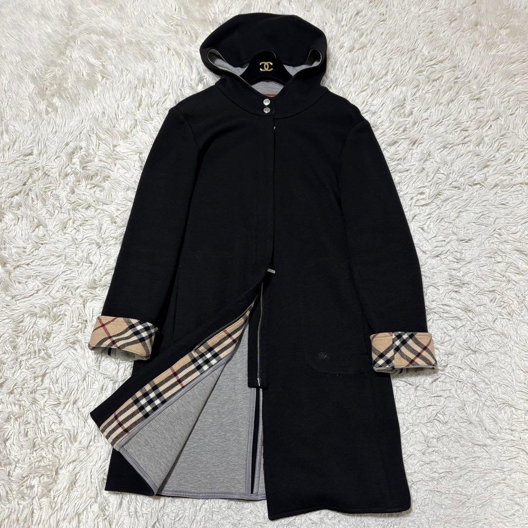 Burberry London ノバチェック 裏地 フード付 ロングコート 40