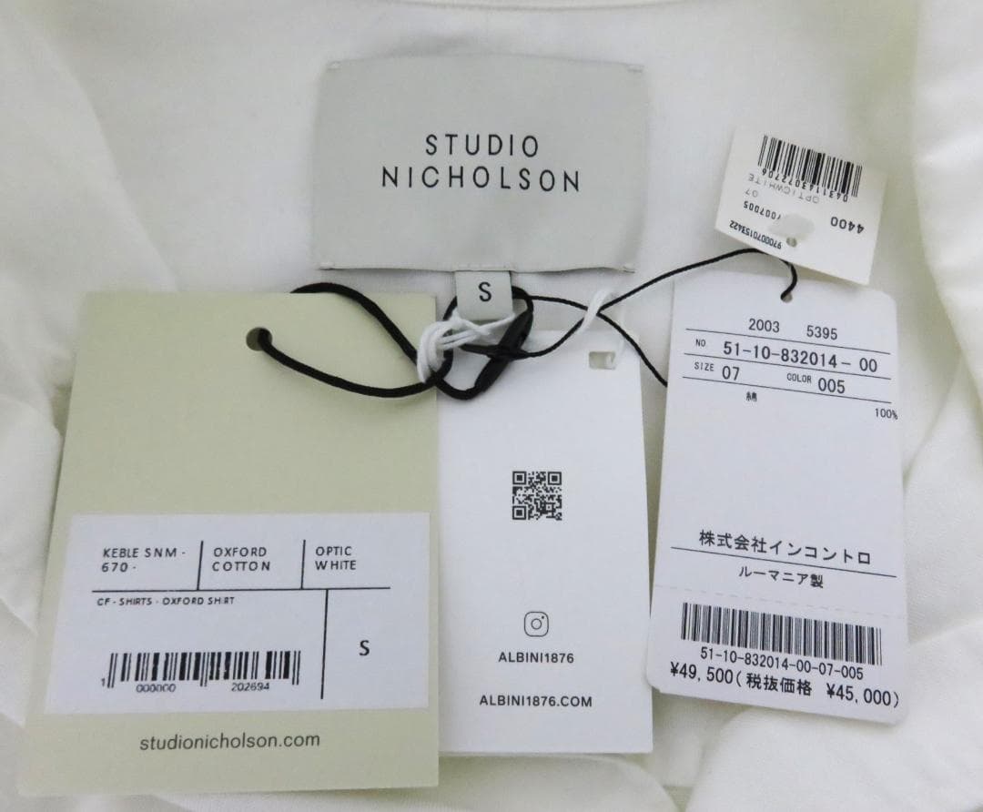 新品 STUDIO NICHOLSON KEBLE SNM 670 S ホワイト