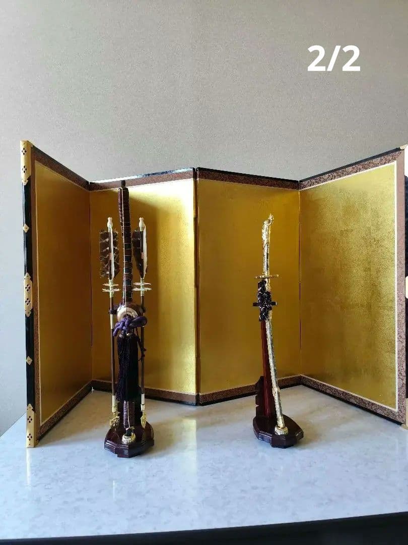 ❮秀月❯徳川家康公五月人形 鎧兜飾りセット(分割2/2)屏風太刀弓矢