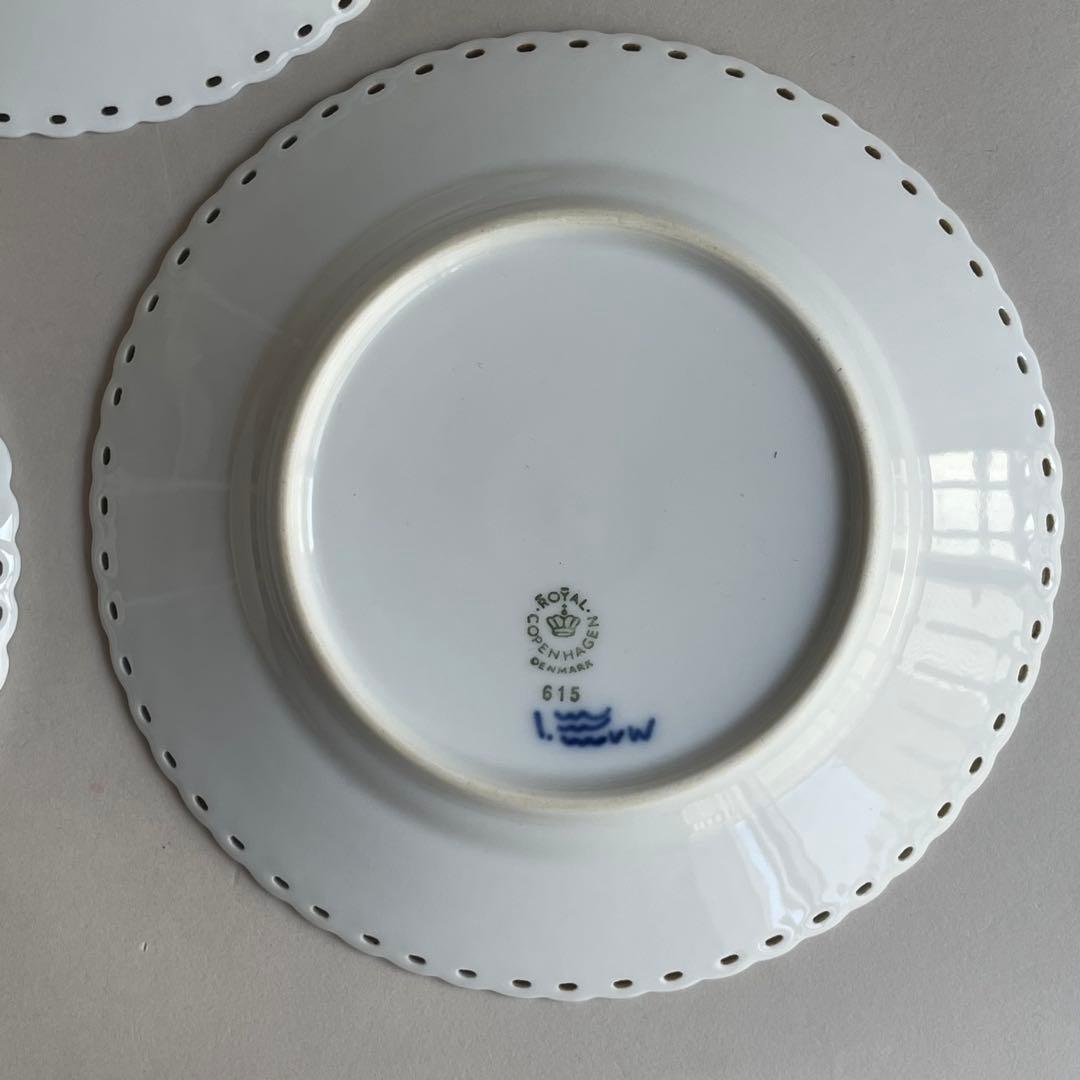 ロイヤルコペンハーゲン ブルーフルーテッド フルレース プレート 15cm 3枚