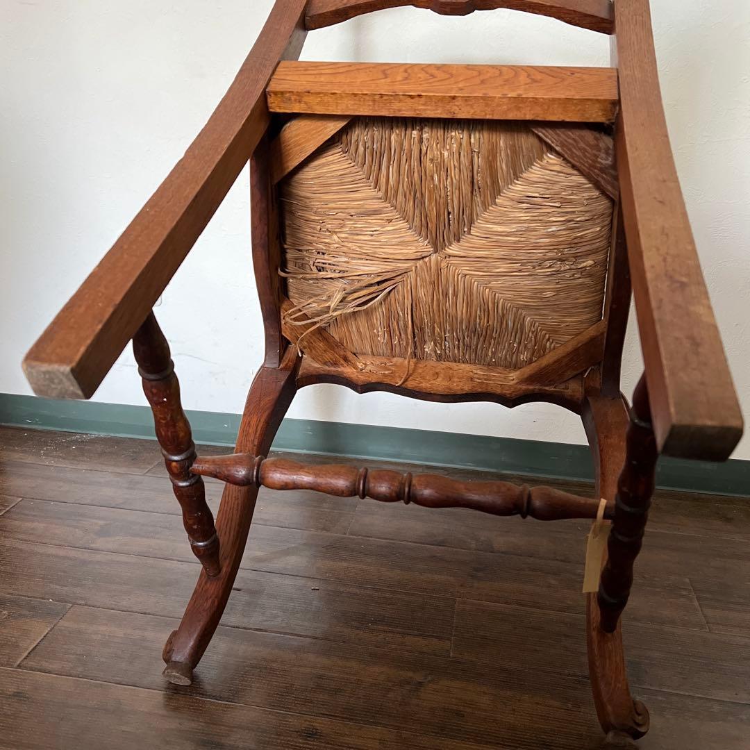 k194r124 フレンチアンティーク ラッシュシート ダイニングチェア 1脚