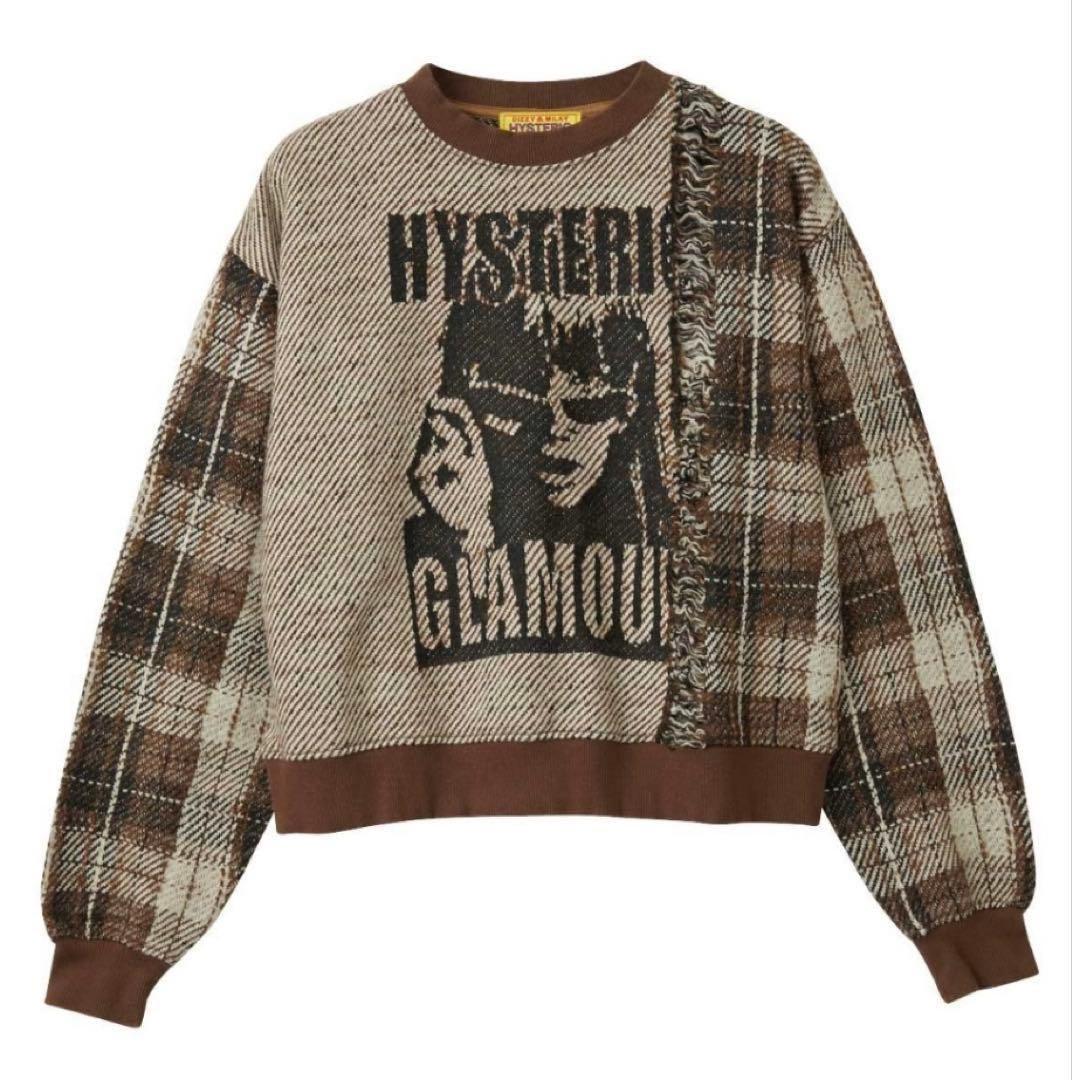 ヒステリックグラマー MAXIMUM ROCK ジャガード　ショート丈スウェット
