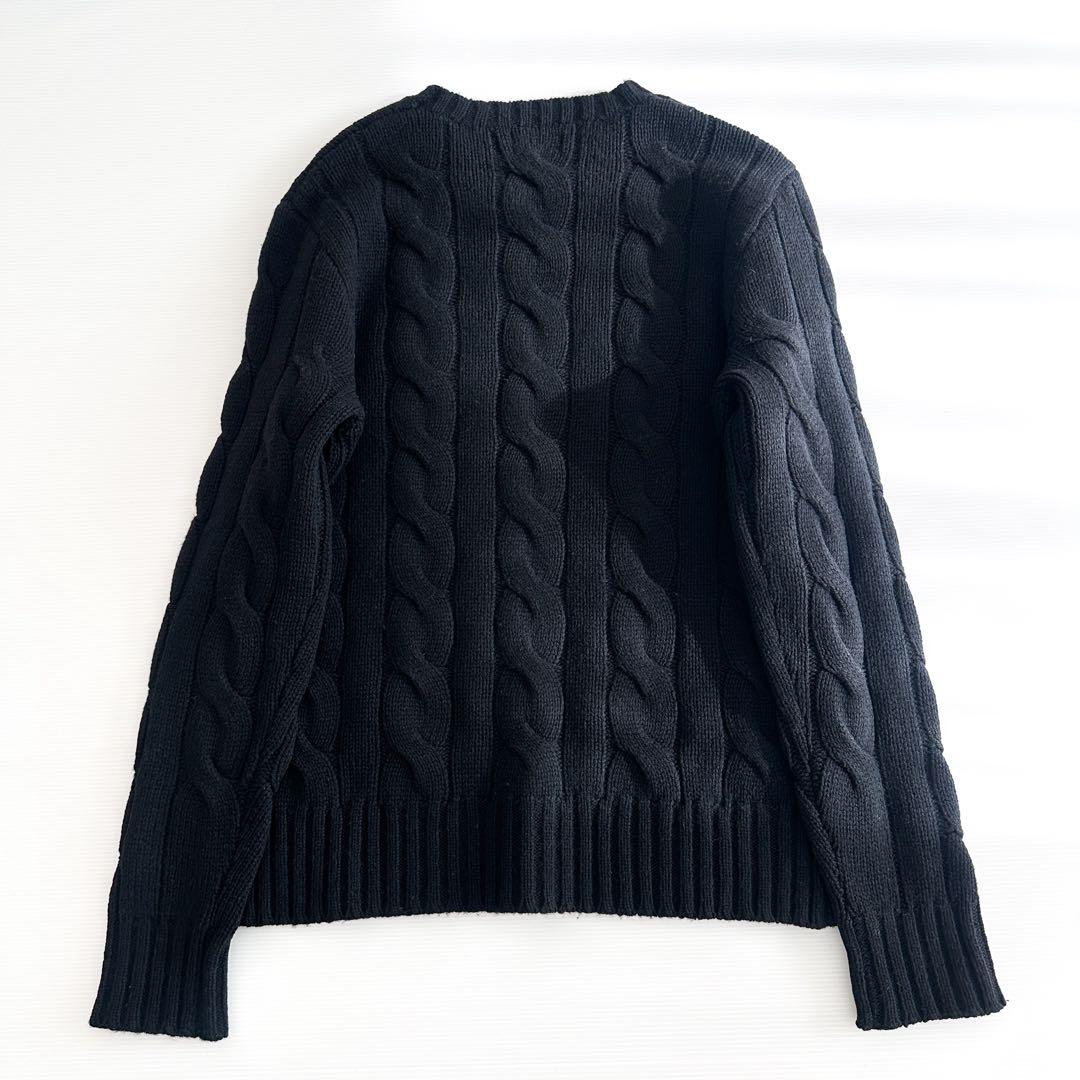 ラルフローレン / エンブレム刺繍 ケーブルニット セーター 黒 カシミヤ