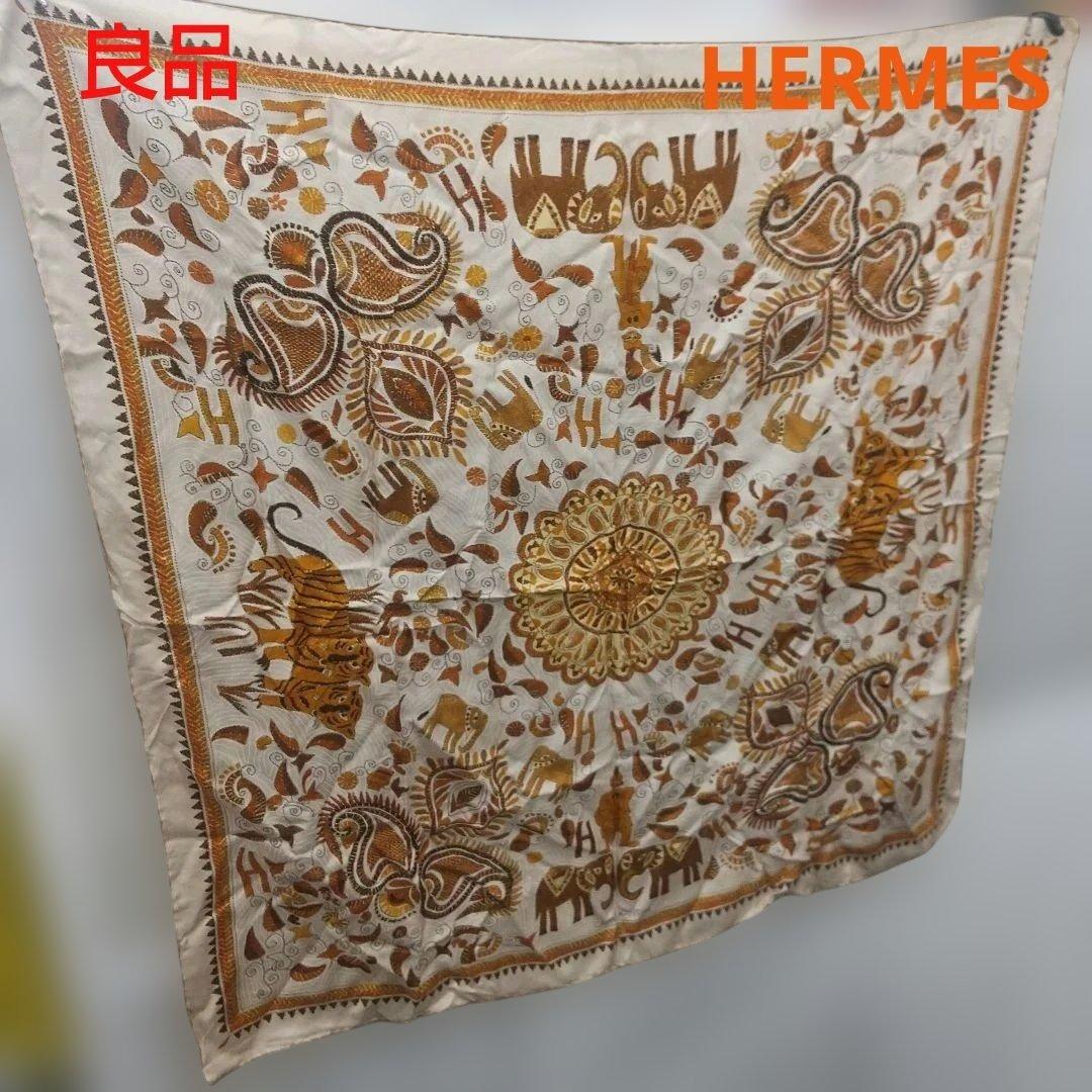 良品 エルメス シルクスカーフ カレ90 古代 文明