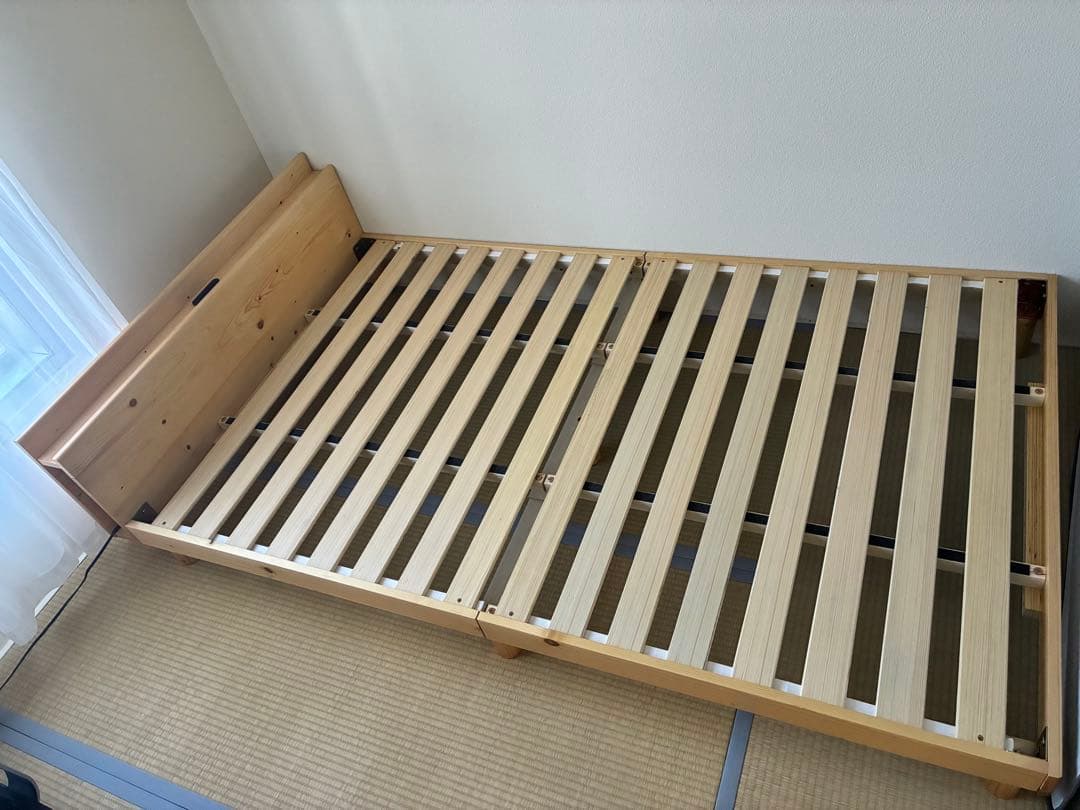 【喫煙&ペットなし・女性】木製セミダブルベッドフレーム USBポート付き