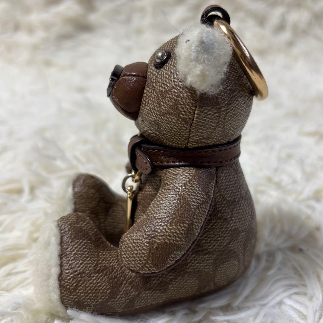 ✨美品 COACH ベア バッグ チャーム シグネチャー キャンバス レザー