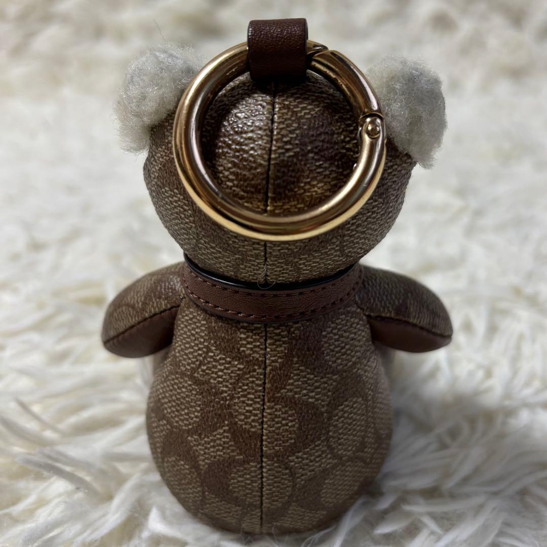 ✨美品 COACH ベア バッグ チャーム シグネチャー キャンバス レザー