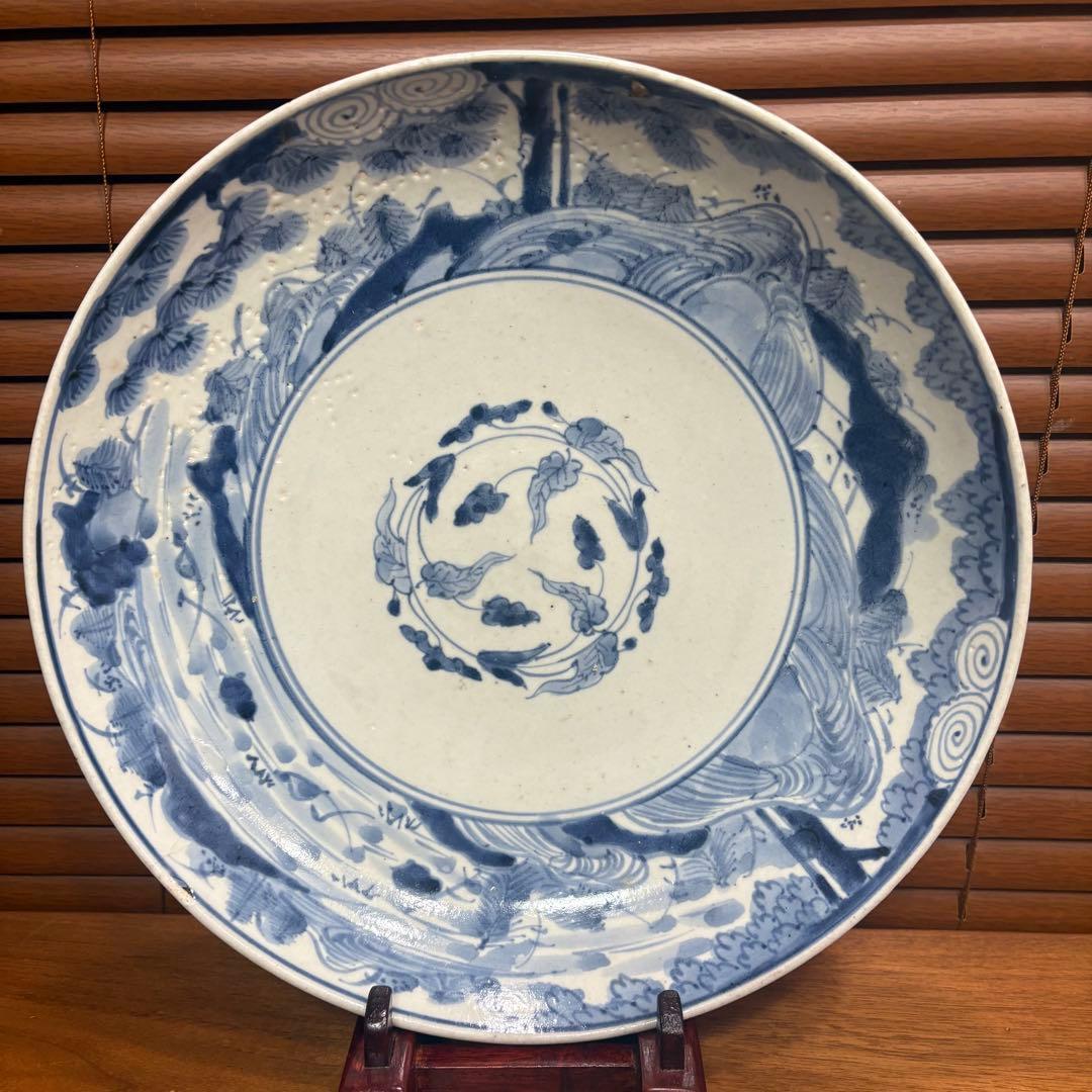 江戸時代　古伊万里　染め付　飾り皿