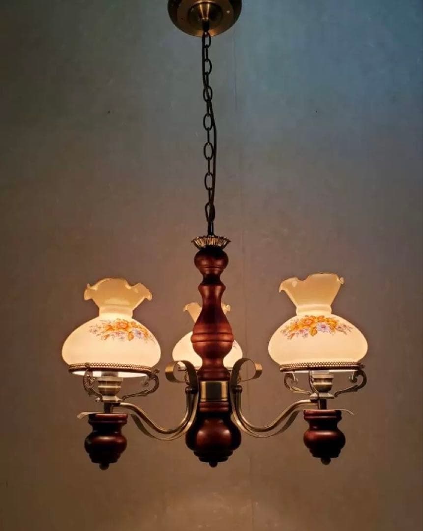 花柄3灯シャンデリア