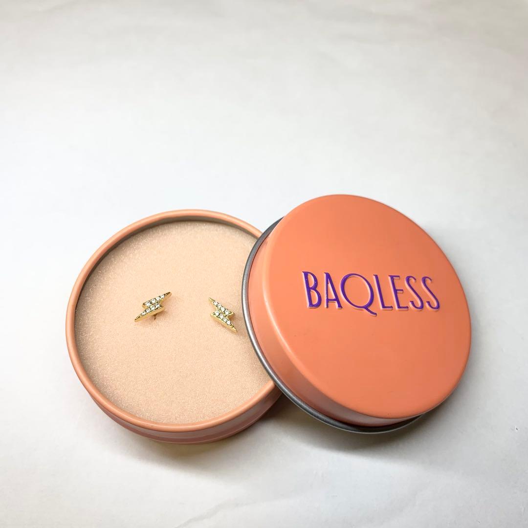 未使用級 Baqlessピアス サンダーボルト ジルコニア シルバー925 缶付
