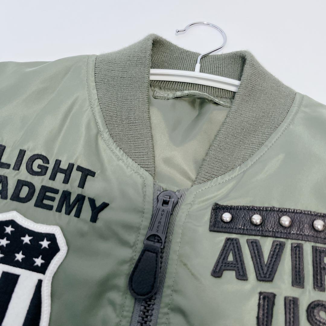美品✨AVIREX リバーシブルMA-1 ロゴ スタッズ 星条旗 L カーキ
