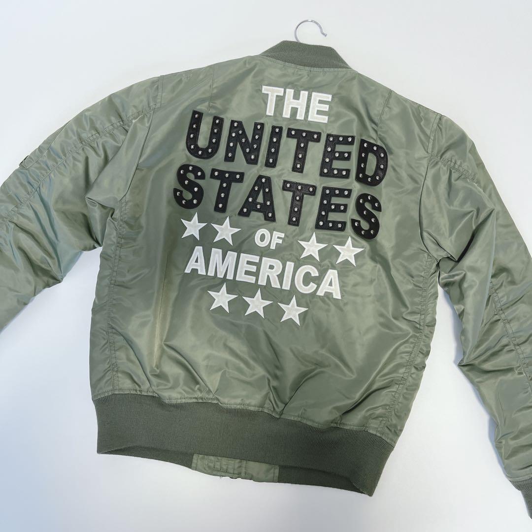 美品✨AVIREX リバーシブルMA-1 ロゴ スタッズ 星条旗 L カーキ