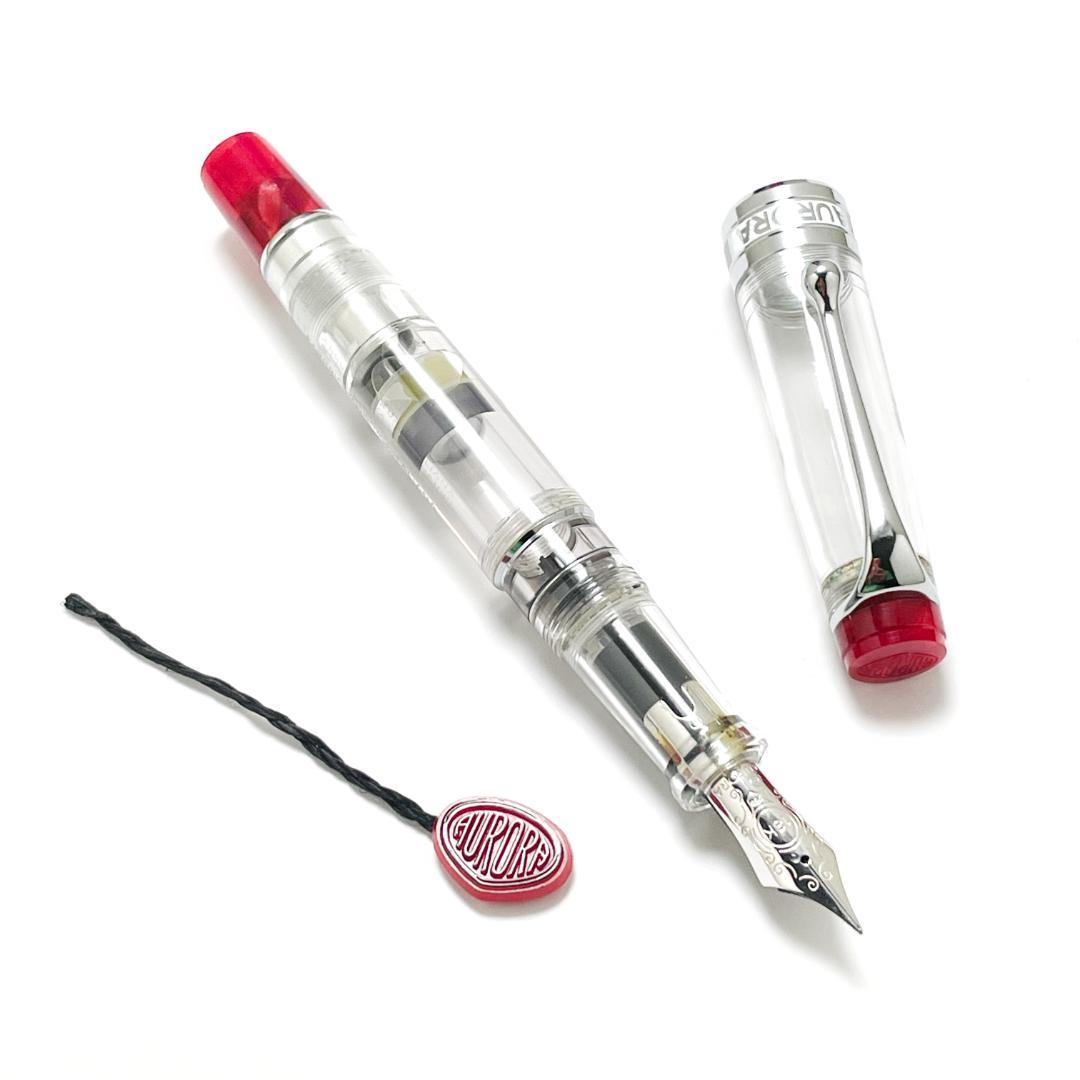 きれい アウロラ 万年筆 限定品 オプティマ デモンストレーター レッド F