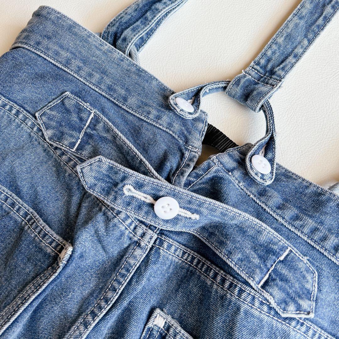 RNA ⿻ サスペンダー ワークパンツ デニム カジュアル ルーズ ベルト付き