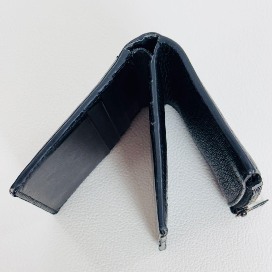 1778【美品】メゾンマルジェラ 二つ折り財布 シボ革 レザー ステッチ