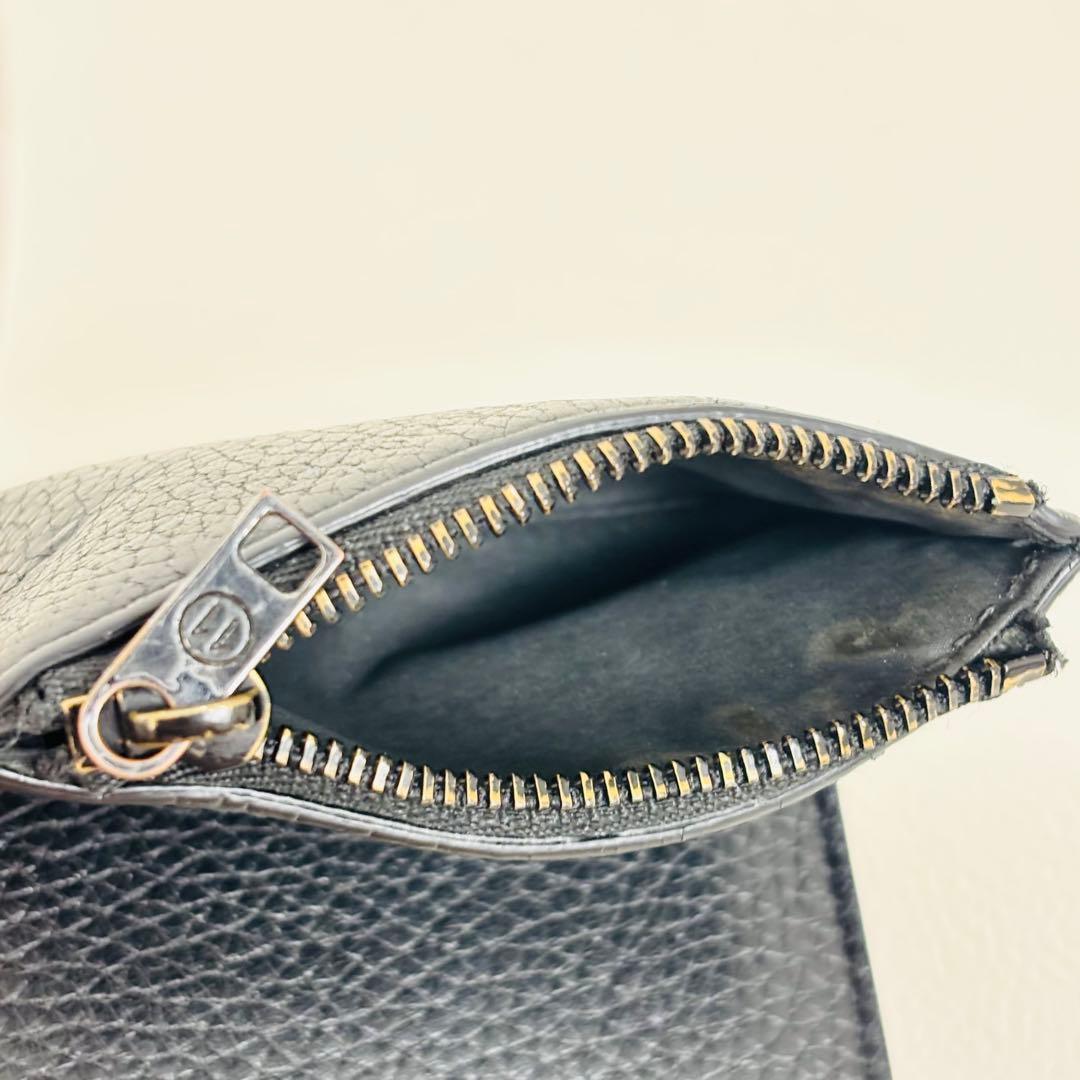 1778【美品】メゾンマルジェラ 二つ折り財布 シボ革 レザー ステッチ