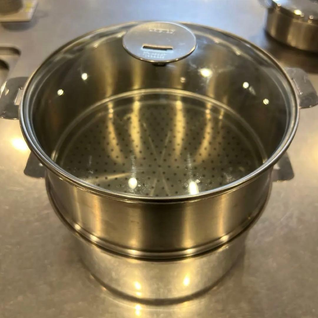 クリステル　グラフィット　24cm 両手鍋　バスケット　スチーマー　ガラス蓋