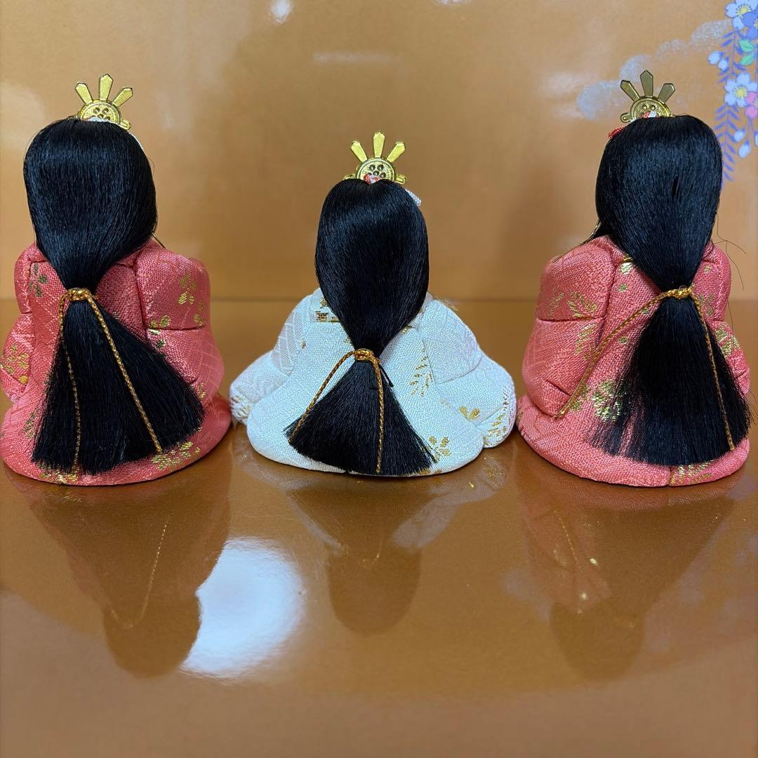 雛人形 5体セット　台座屏風　羽はたき付き