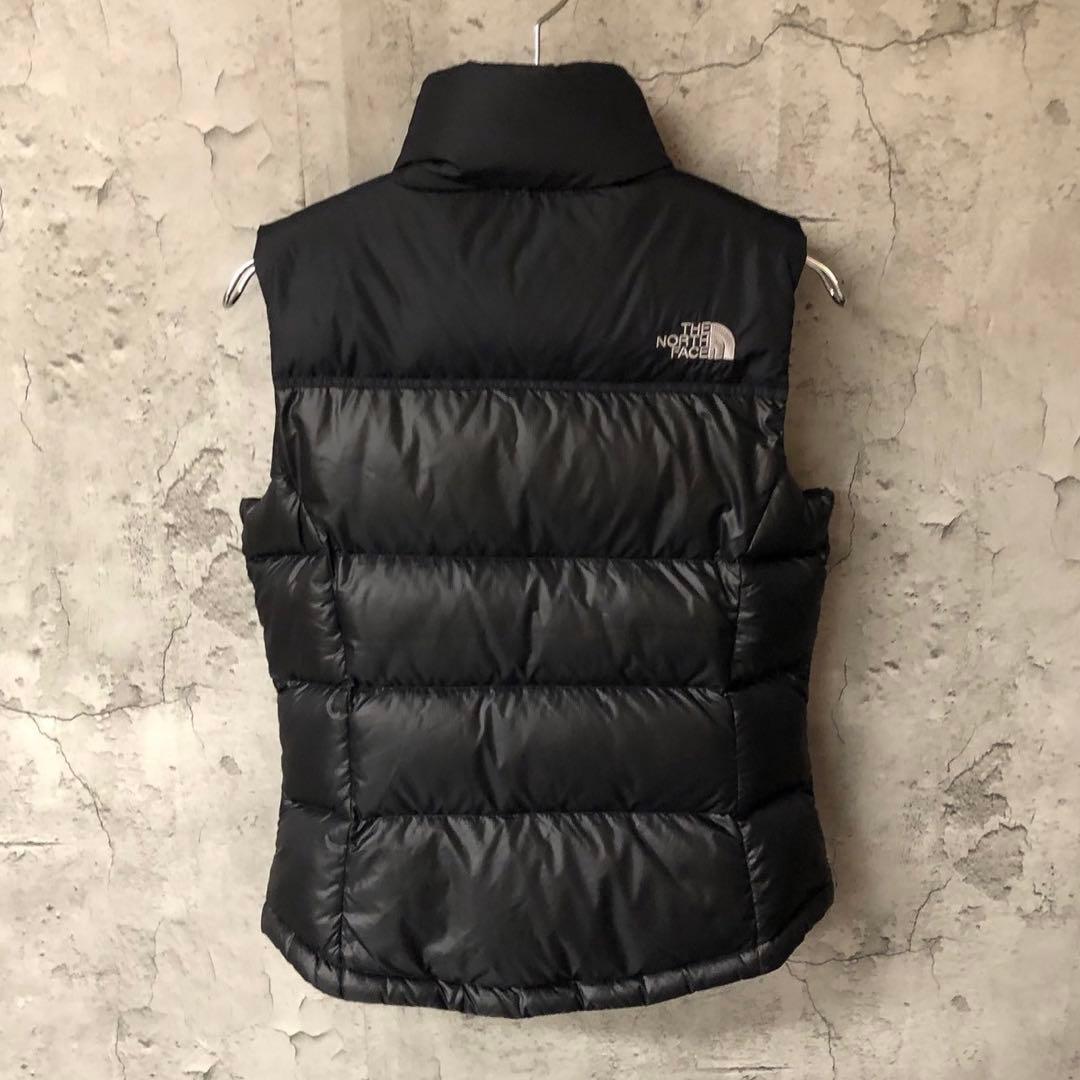 刺繍　700フィル　レディースS ヌプシ　黒 ザノースフェイス　ダウンベスト