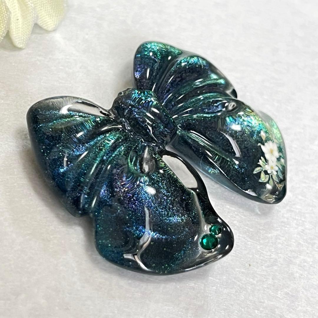 Ｎｏ．208 リボン型 レジン マーカー キーホルダー ペンダント