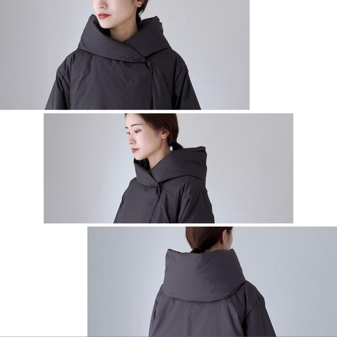 ミズイロインド　mizuiro ind フード付き ショート丈ダウン　ブラック