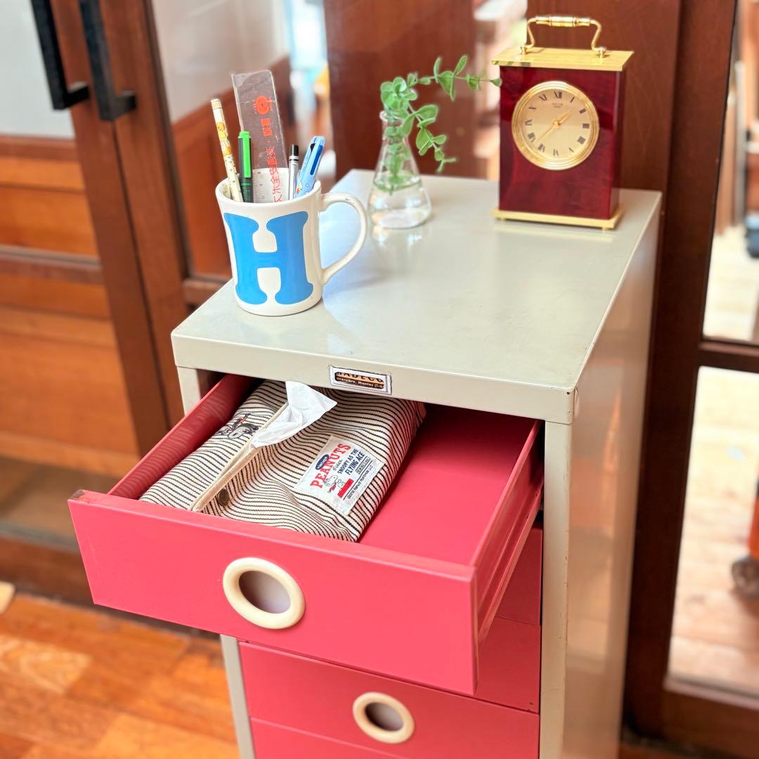 【送料込】【かわいい収納】レトロ7段チェスト 国産スチール製