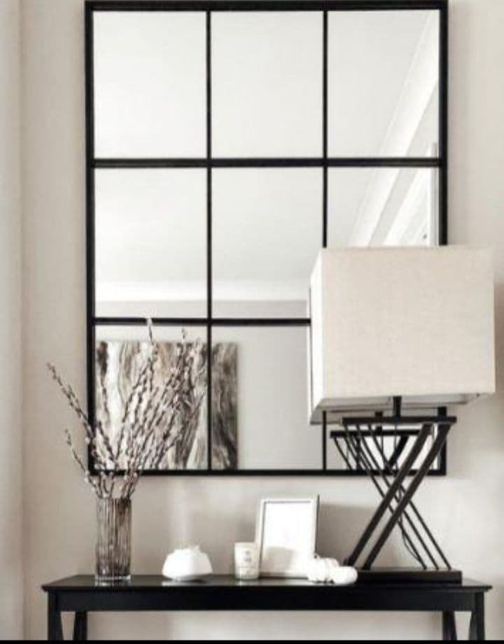 壁掛け鏡 グリッドデザイン ブラック・ホワイト　9枚