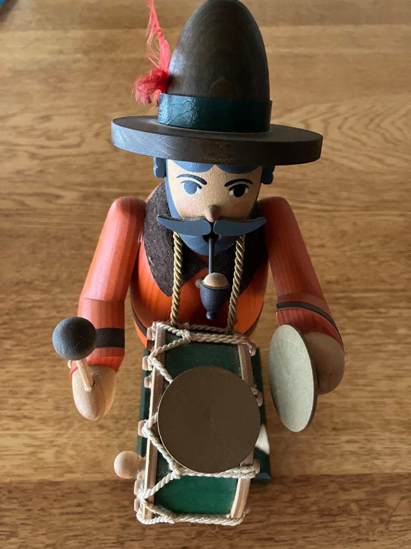 [レア]ドイツ　手作り木製オルゴール付きパイプ人形