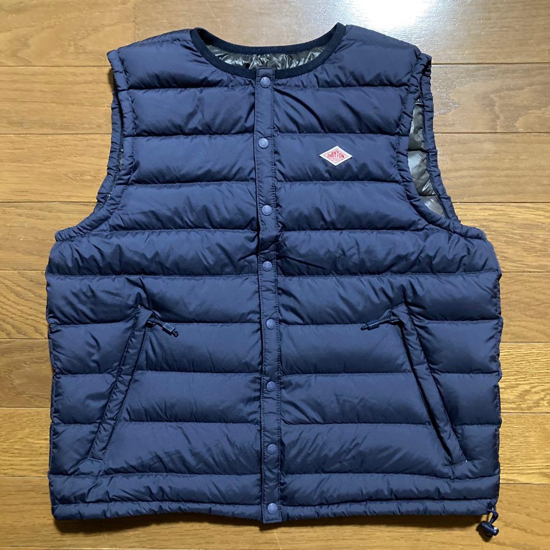 美品収納袋付きDANTON インナーダウン ベスト レディース クルーネック