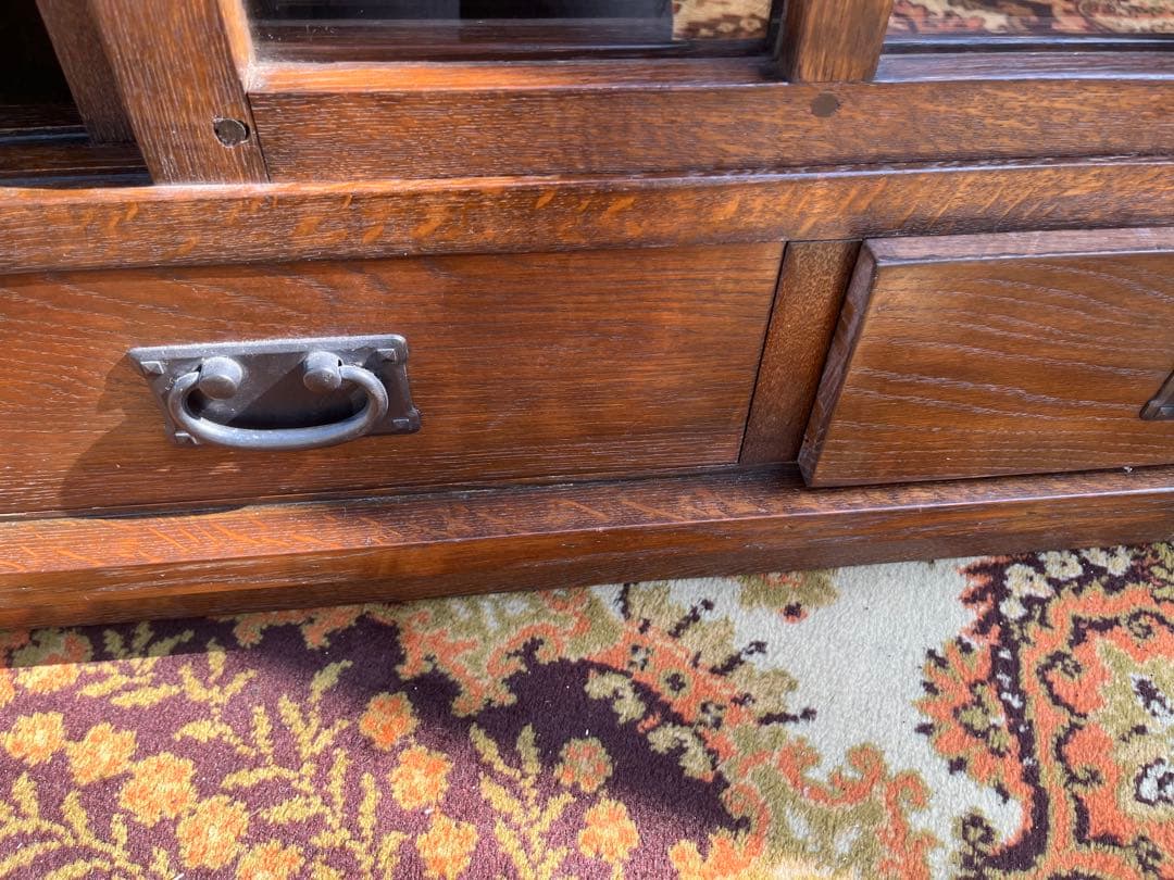 民芸 水屋箪笥 食器棚 和 格子ガラス 引き戸 古民家 昭和レトロ 飾り棚