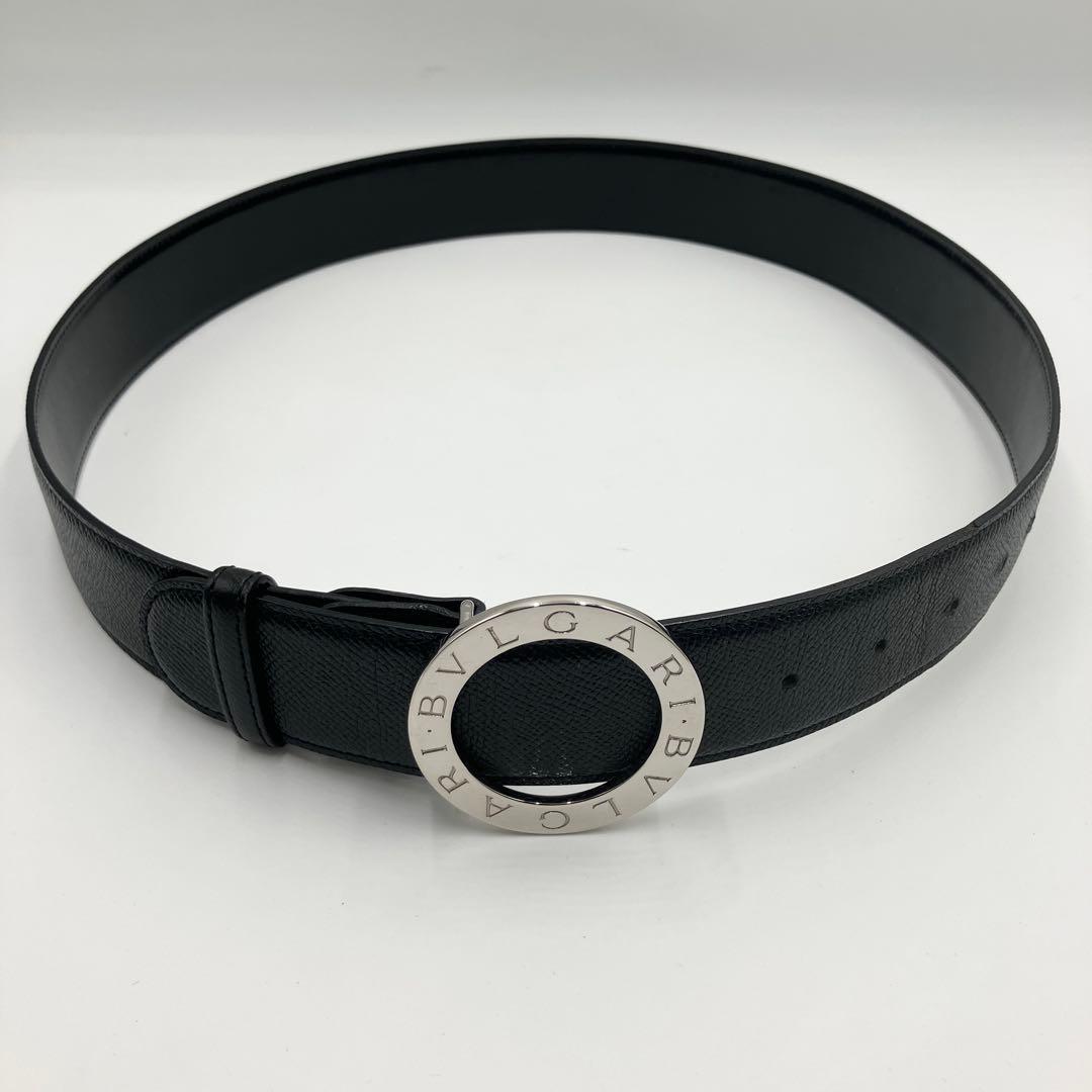 極美品✨ブルガリ ベルト サークルロゴ ビーゼロワン レザー ブラック