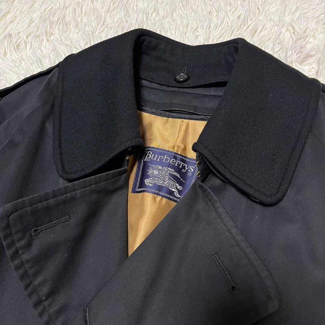 希少 Burberrys 二枚襟 完品 トレンチコート ブラック ウールライナー