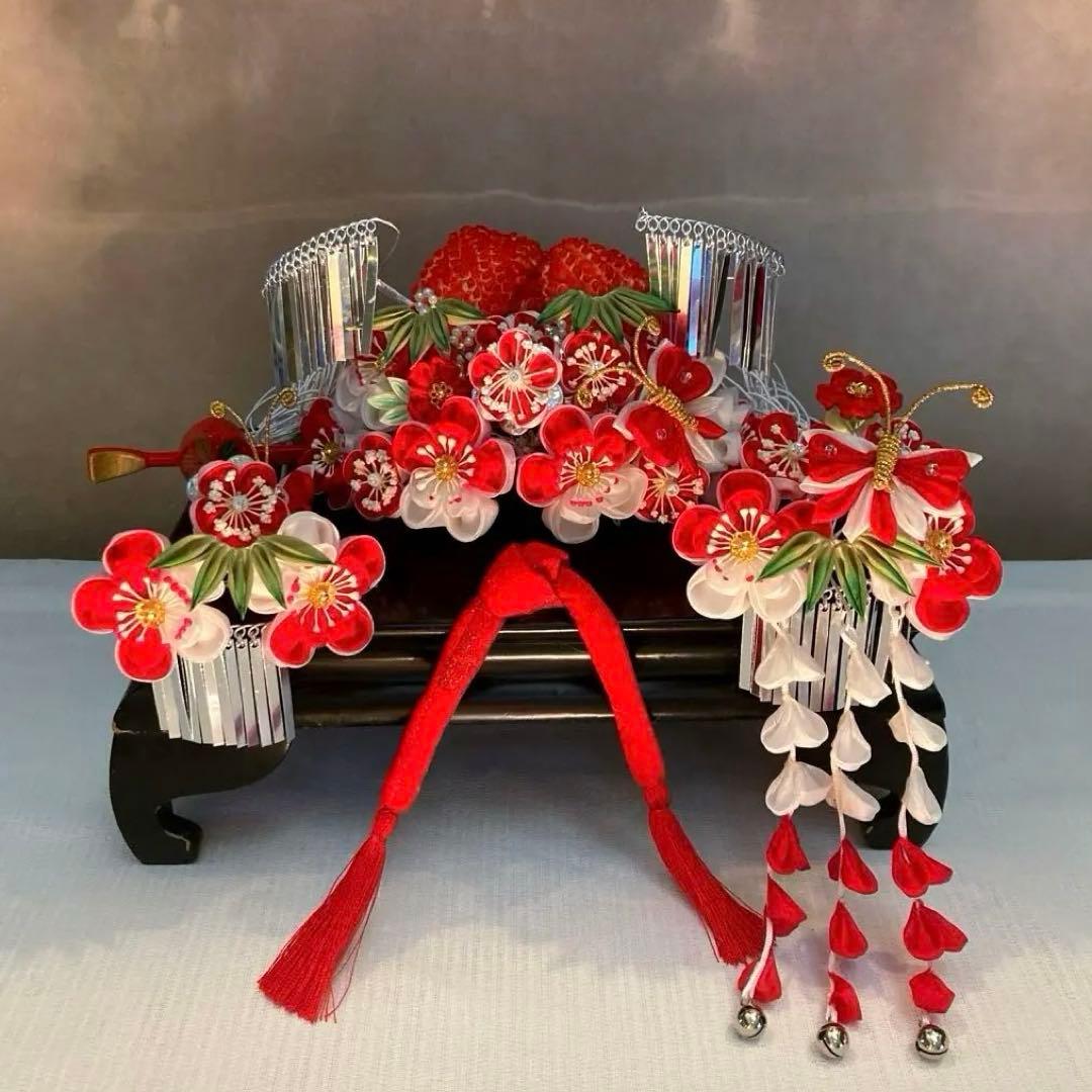 専用　勝山 classical beauty 梅竹蝶　1本挿　Uピン簪　水引簪