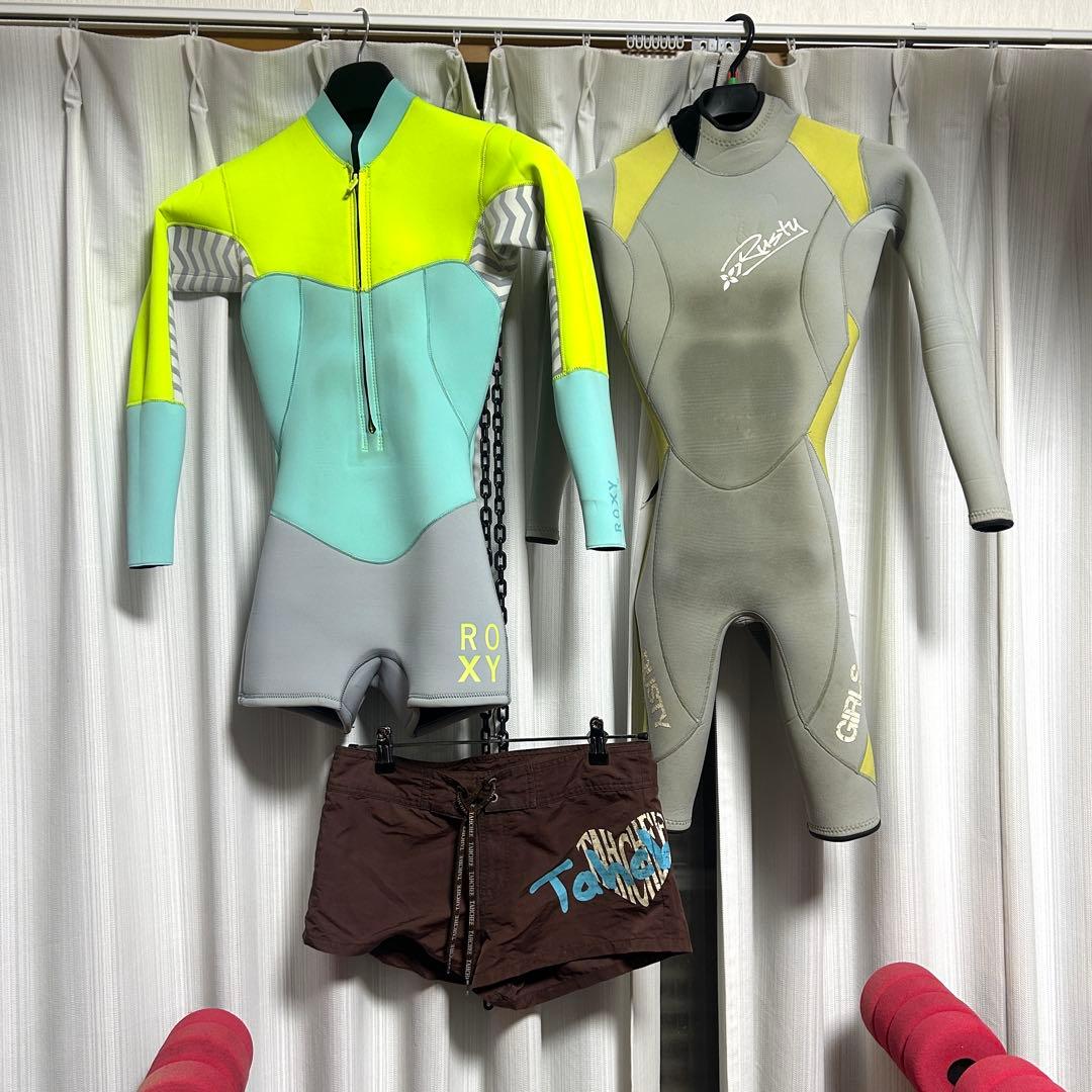 ROXY ロキシー ウェットスーツ M ロングスプリング ラスティ 海パンセット