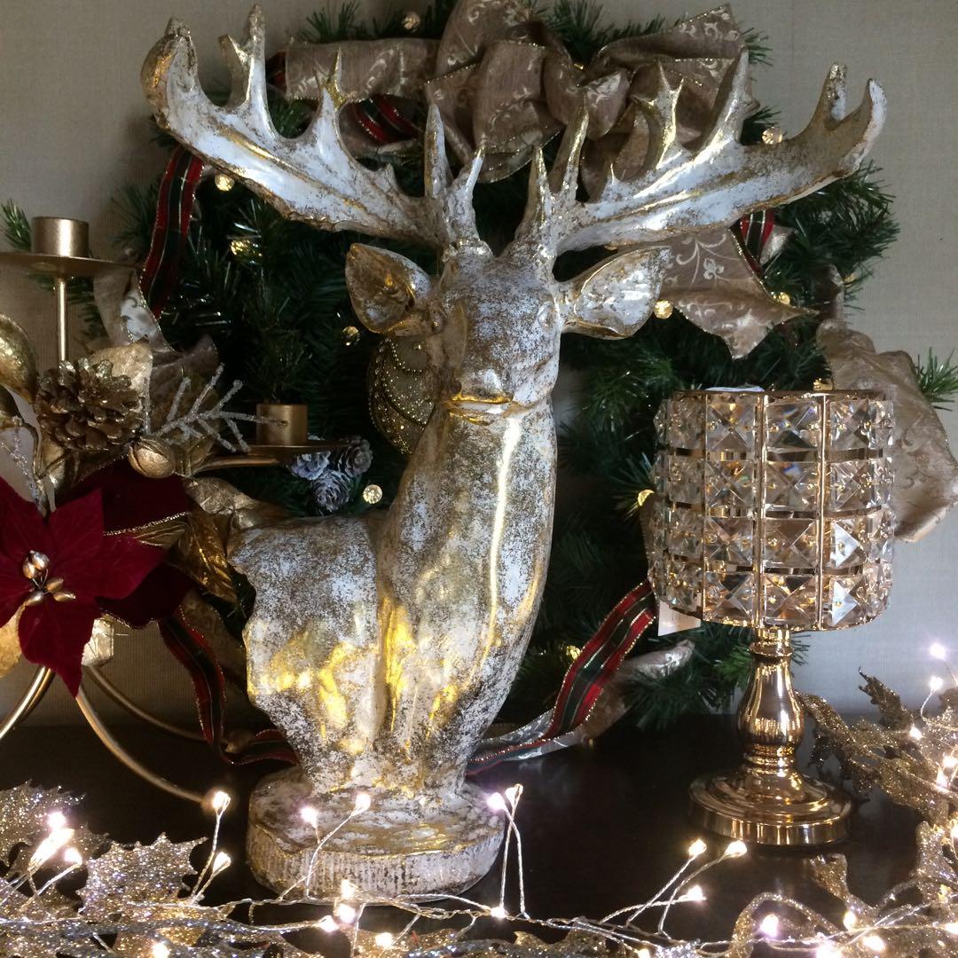 ホワイトゴールド トナカイ オブジェ