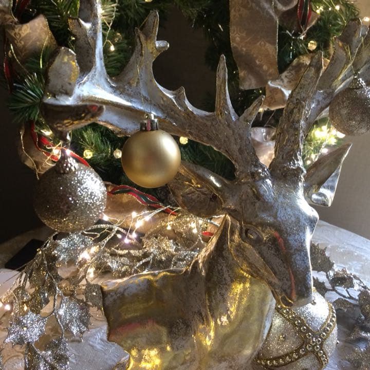 ホワイトゴールド トナカイ オブジェ