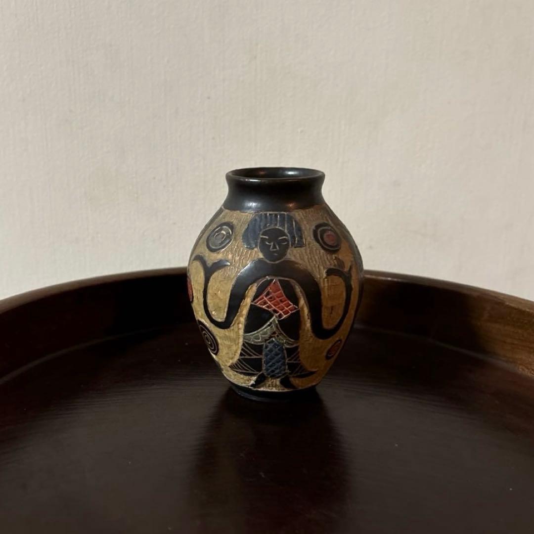 琉球　古典焼　小壺　④ 壺屋焼　やちむん　古民芸　アンティーク　骨董品検:李朝.