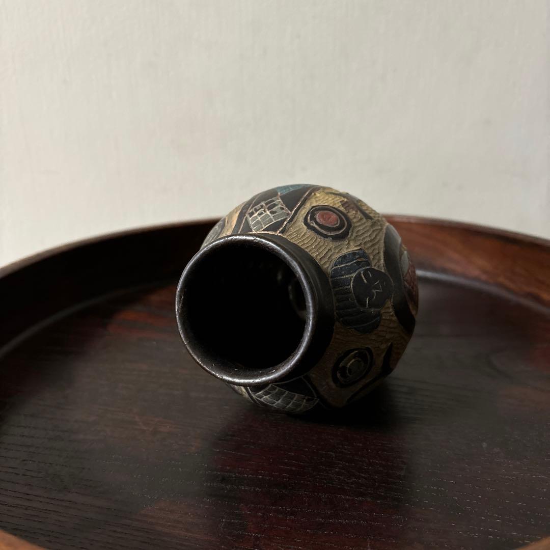 琉球　古典焼　小壺　④ 壺屋焼　やちむん　古民芸　アンティーク　骨董品検:李朝.