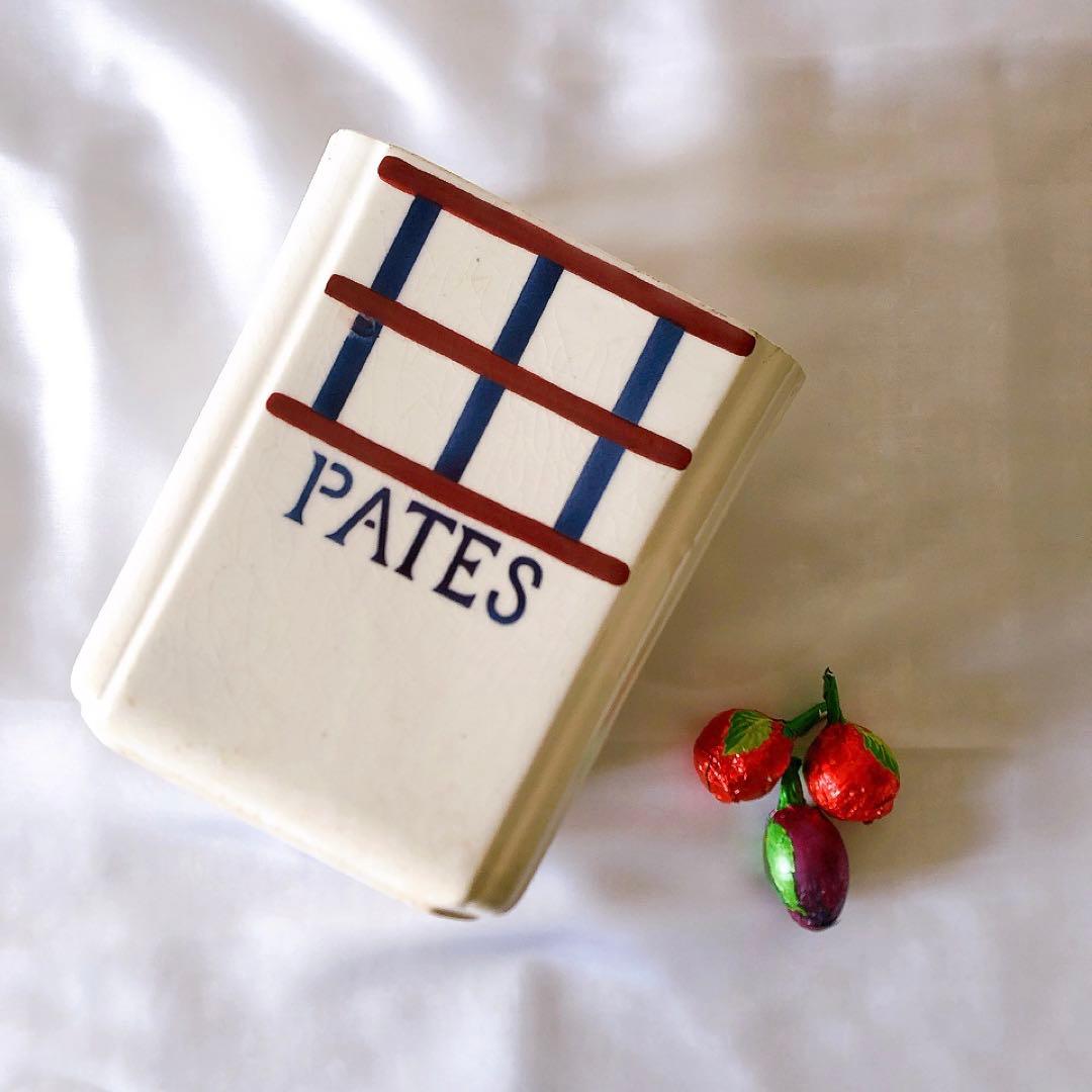 HBCM ベアン クレイユエモントロー バスク柄陶器キャニスタ アンティーク