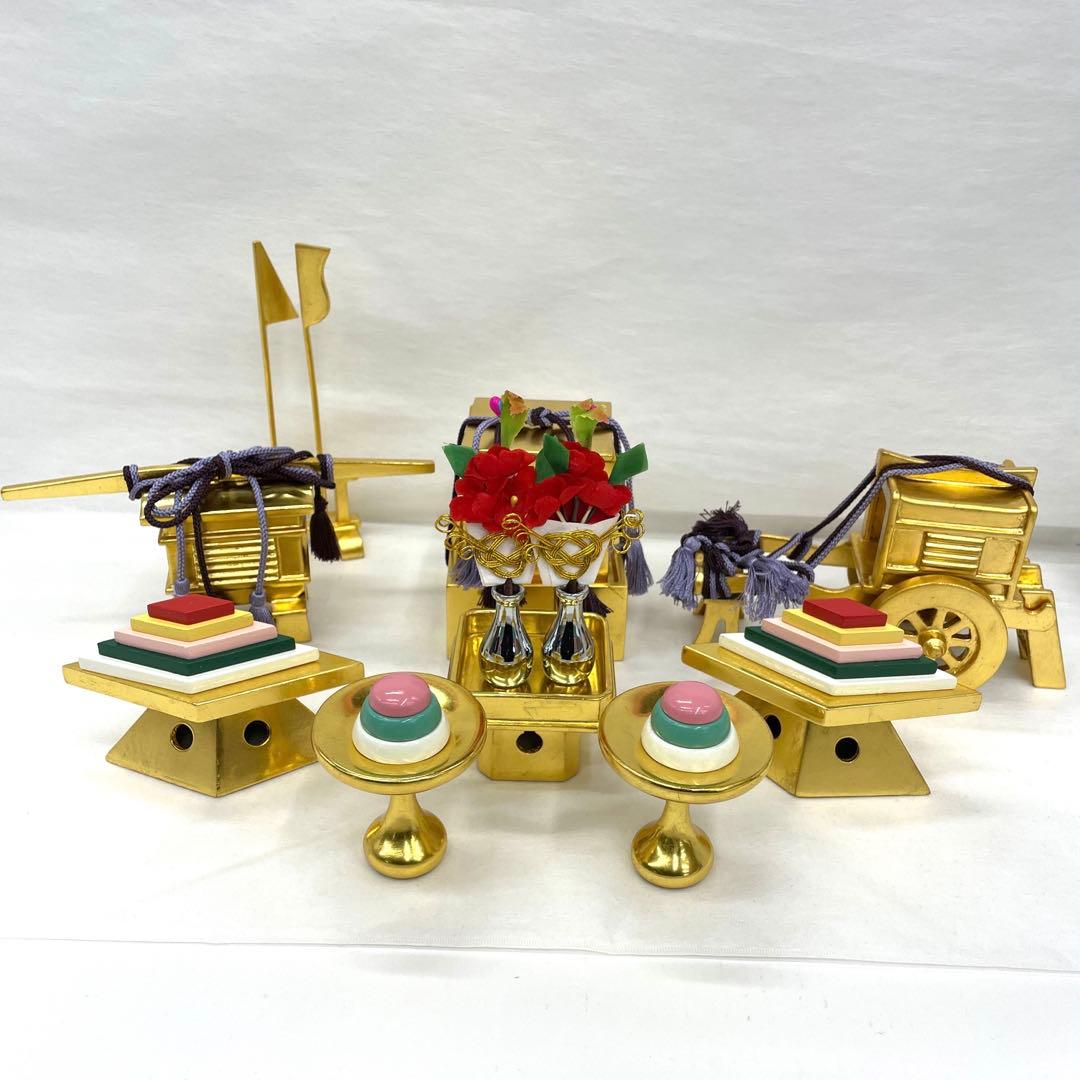 雛人形　桃の節句　本金箔押　ひな祭り飾り 道具セット　金色