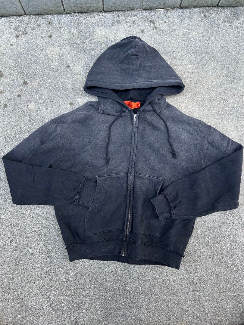 ジップパーカー　鬼フェード　短丈　アメカジ　タトゥースタジオヤマダ　墨黒