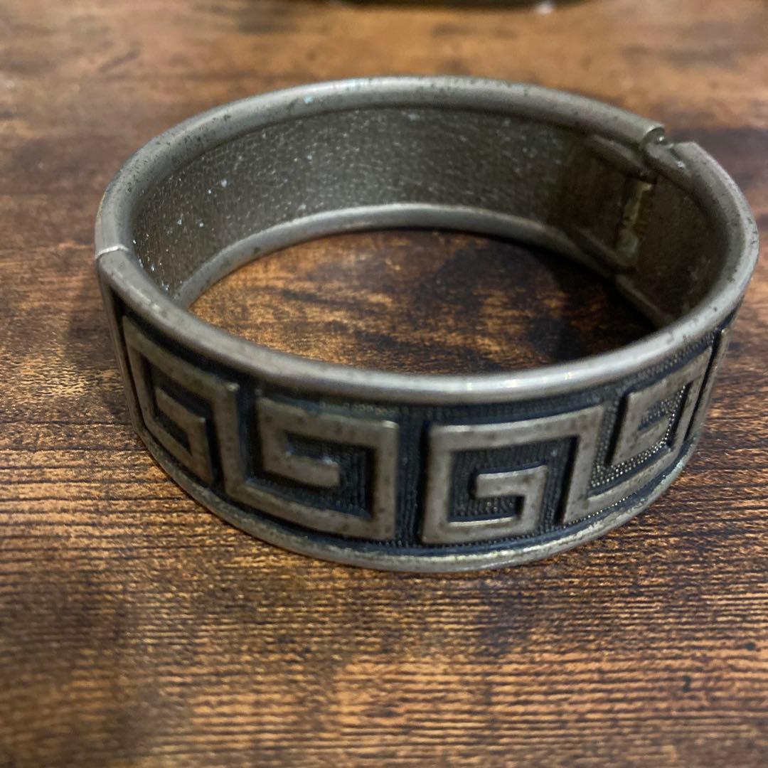 ヴィンテージ　バングル　インディアンジュエリー　雷紋