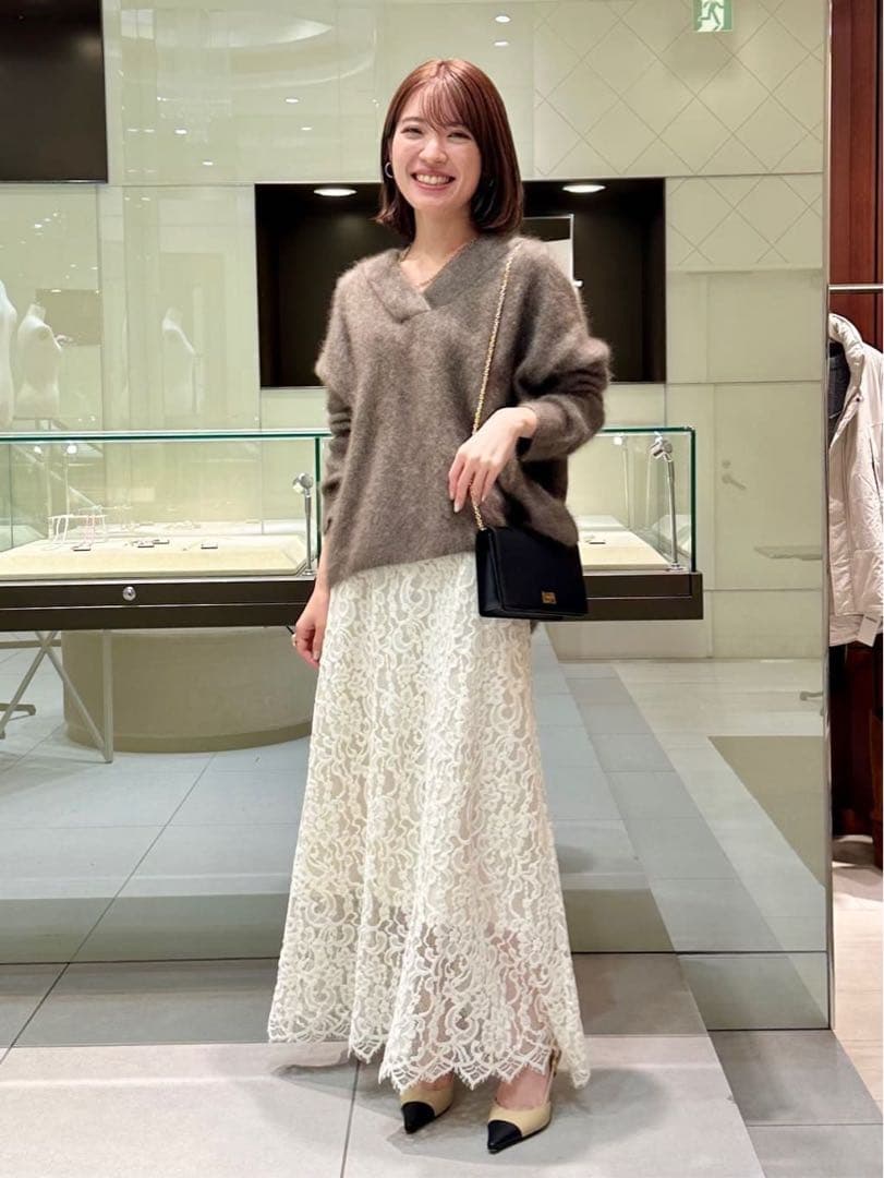 noble ノーブル　ファーニットVネックプルオーバー　ブラウン