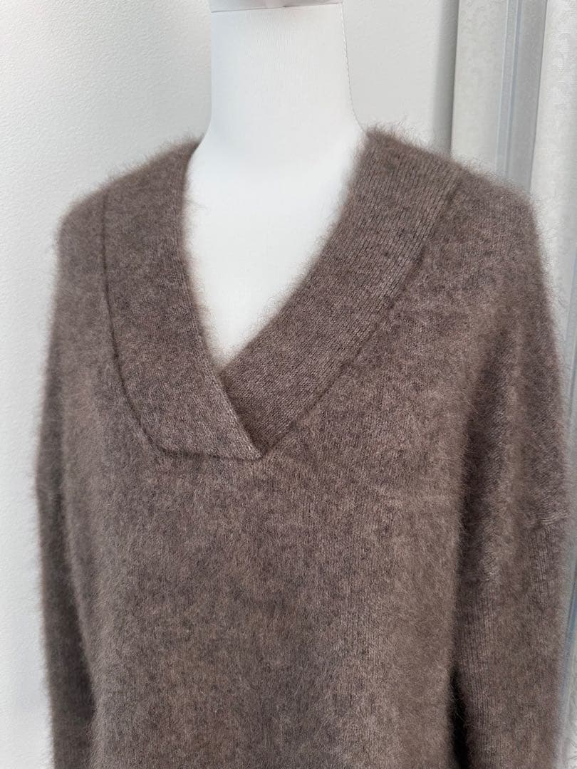 noble ノーブル　ファーニットVネックプルオーバー　ブラウン